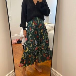 Cara Cara green printed midi skirt